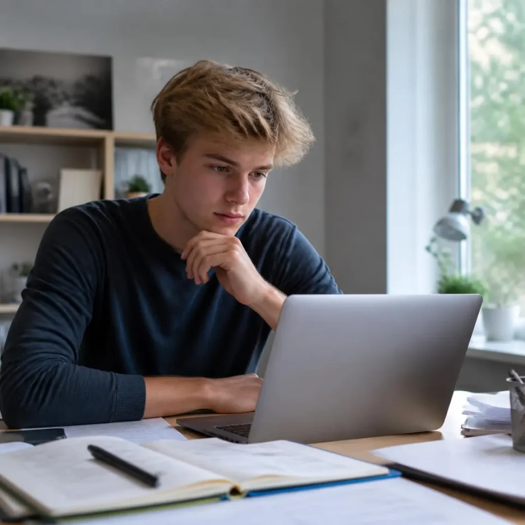 Student researching AI careers